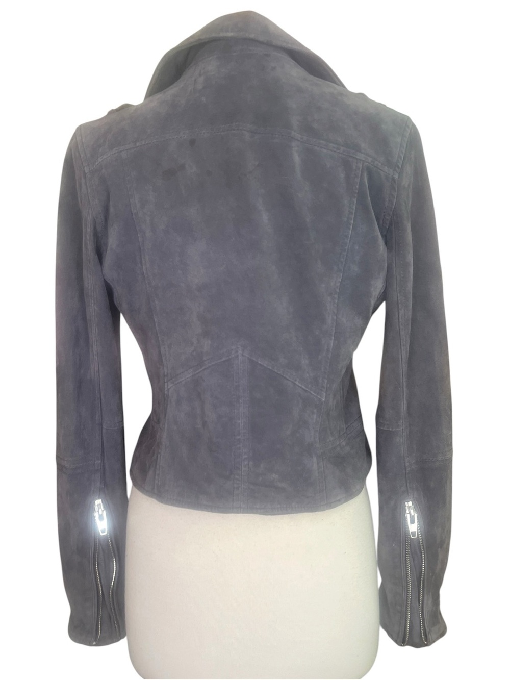 Suede Biker Jacket Womens Medium Cropped Streetwear Moto C&C California - Picture 5 of 13